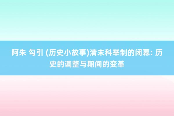 阿朱 勾引 (历史小故事)清末科举制的闭幕: 历史的调整与期间的变革