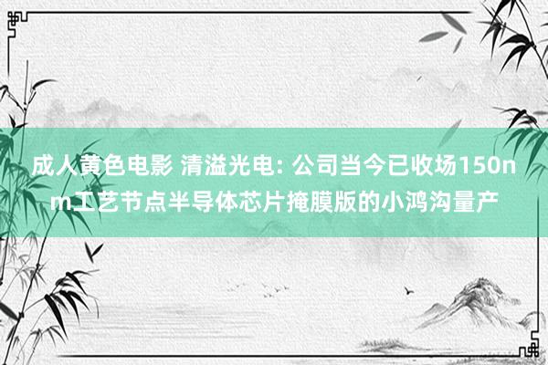成人黄色电影 清溢光电: 公司当今已收场150nm工艺节点半导体芯片掩膜版的小鸿沟量产