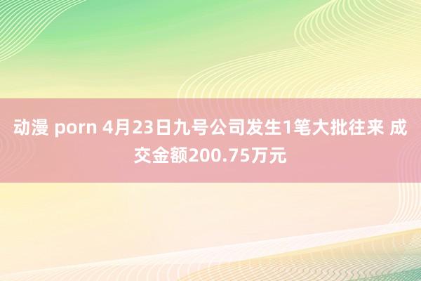 动漫 porn 4月23日九号公司发生1笔大批往来 成交金额200.75万元