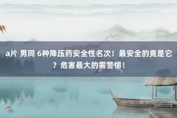 a片 男同 6种降压药安全性名次！最安全的竟是它？危害最大的需警惕！